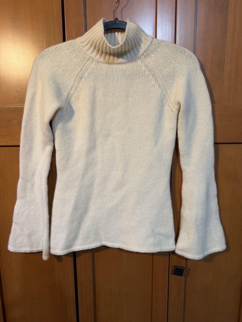 Christopher Fischer Cream Cashmere Turtleneck Bell Sleeve-Black Label